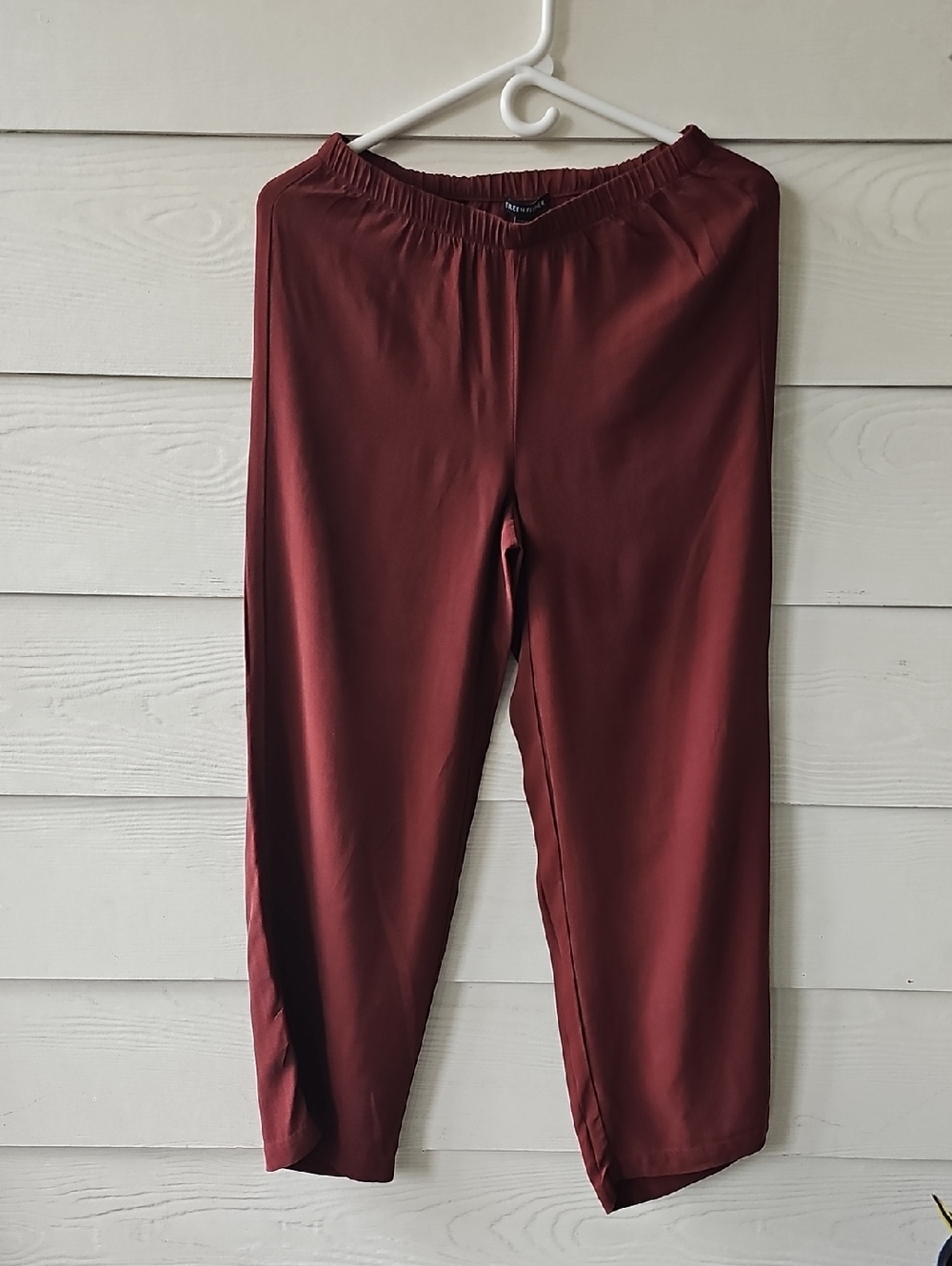 Eileen Fisher High-Rise Straight Leg Jeans in Deep Burgundy - Picture 4 of 8